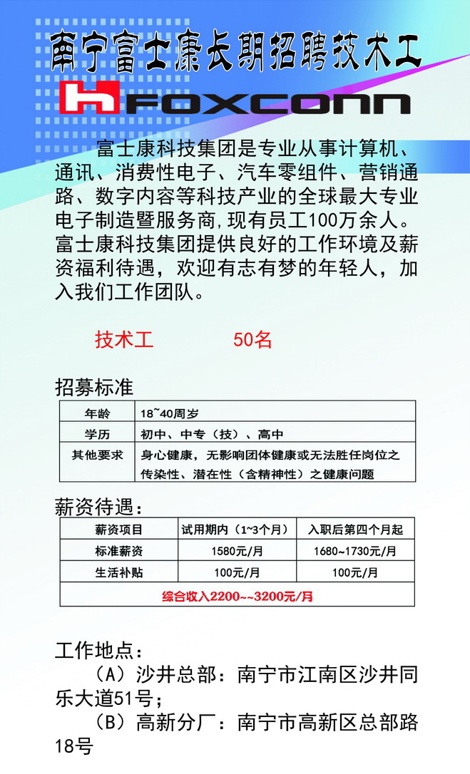 南宁普工最新招工信息汇总