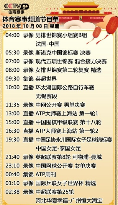 中央电视台5套体育节目表,中央电视台5套体育节目表，一场自然美景的探索之旅